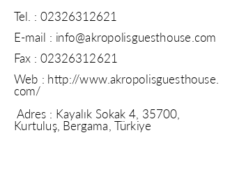 Akropolis Guest House iletiim bilgileri